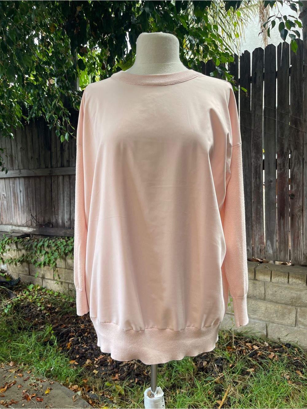Lauren Ralph Lauren pale pink lightweight combination sweater sweatshirt preppy